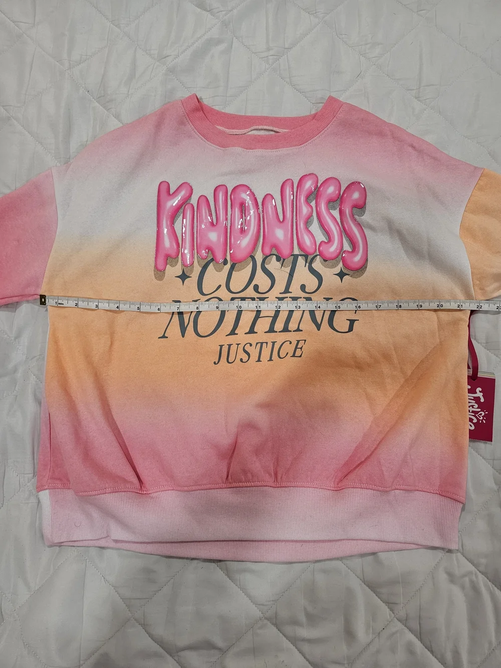Justice Girls Ombre Fleece Crewneck Pullover Sweatshirt Kindness 12/14 L